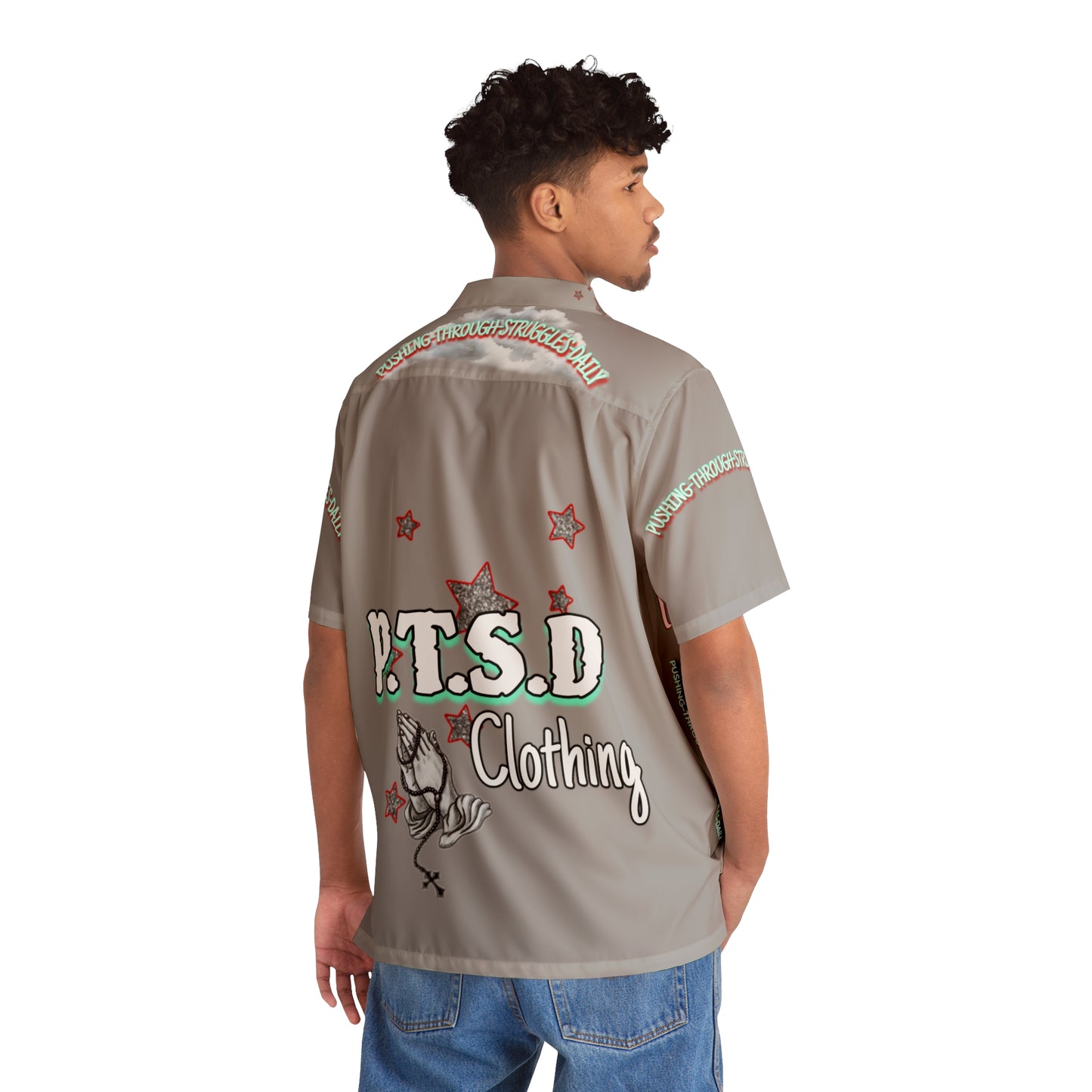 P.T.S.D light grey Men's Miami Shirt (AOP)