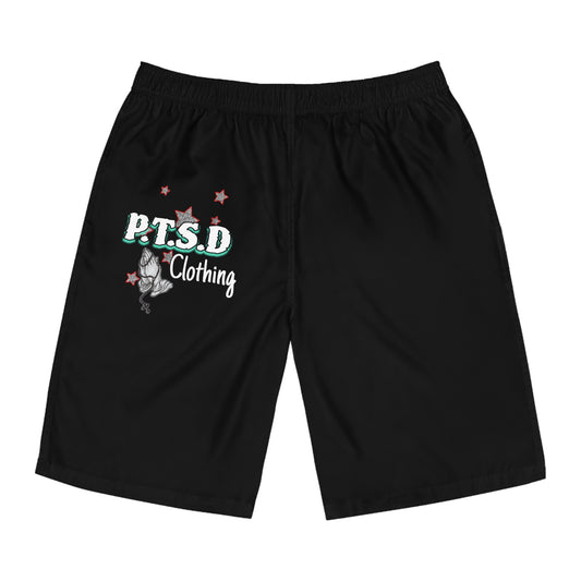 Black Star P.T.S.D Men's Board Shorts (AOP)