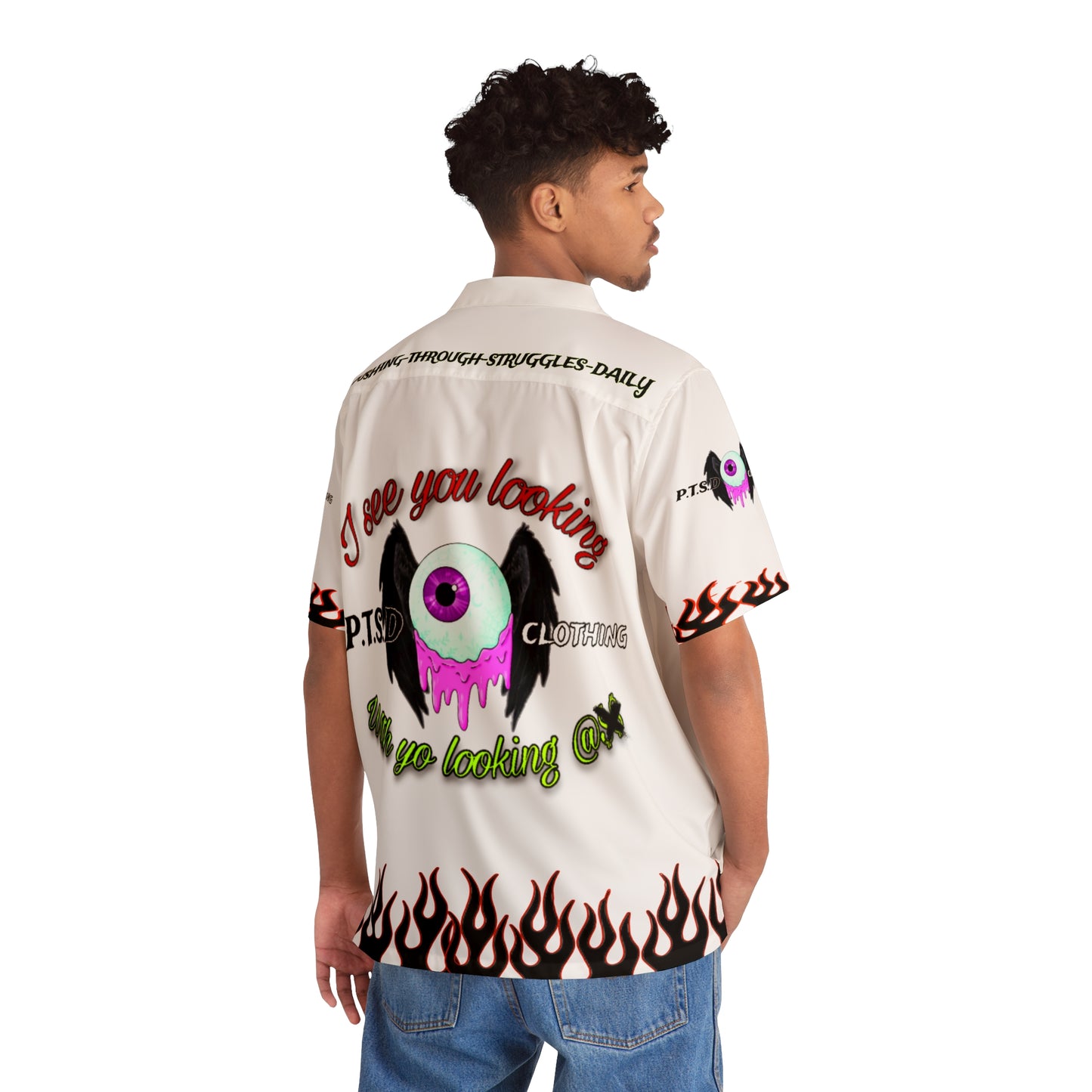 I see you looking P.T.S.D white Men's Miami Shirt (AOP)