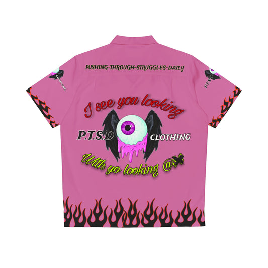 I see you looking P.T.S.D light pink Men's Miami Shirt (AOP)