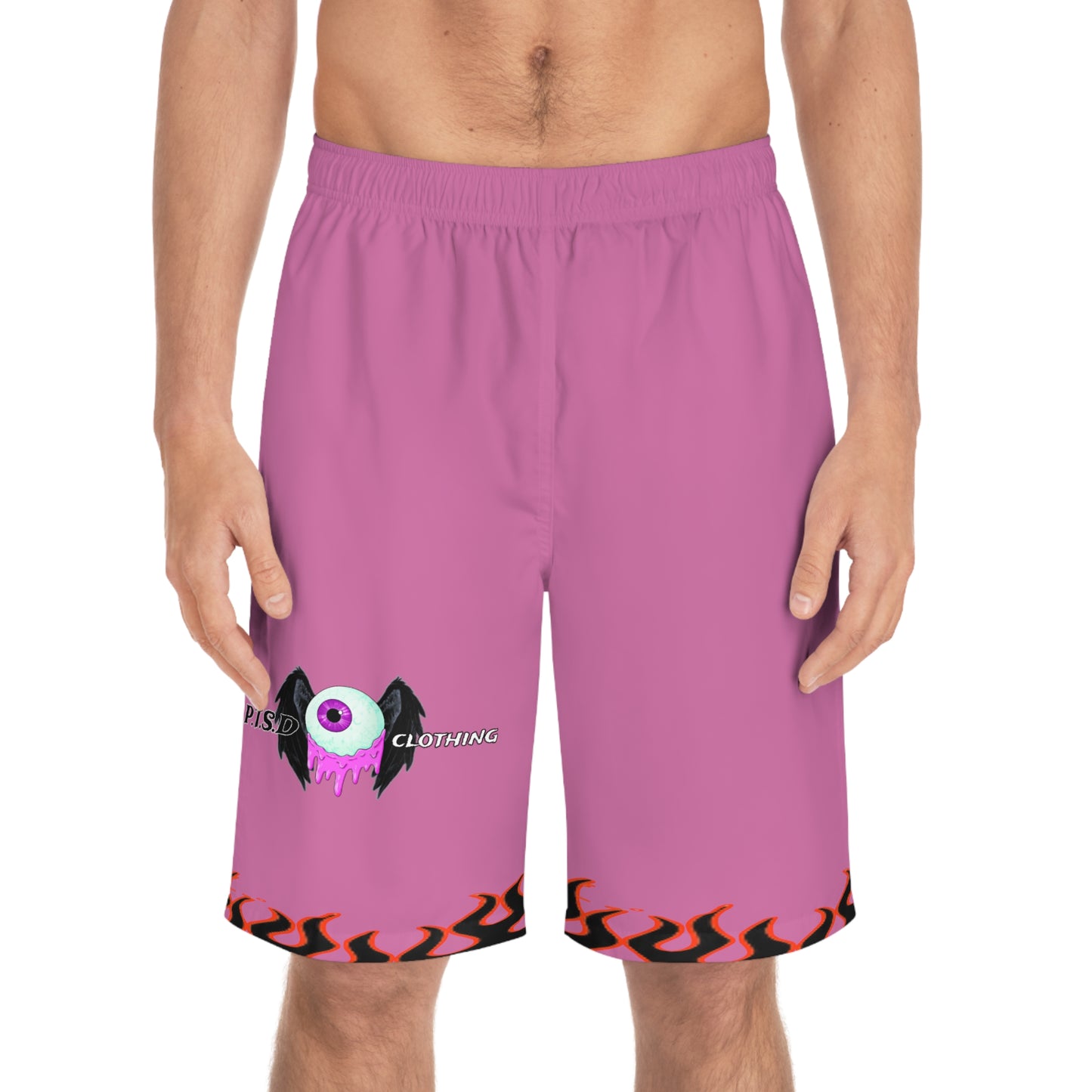 Light pink I see you looking P.T.S.D Men's Board Shorts (AOP)