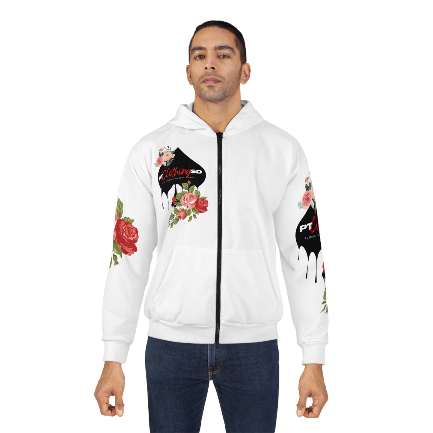 Ace Roses PTSD Unisex Zip Hoodie (AOP)