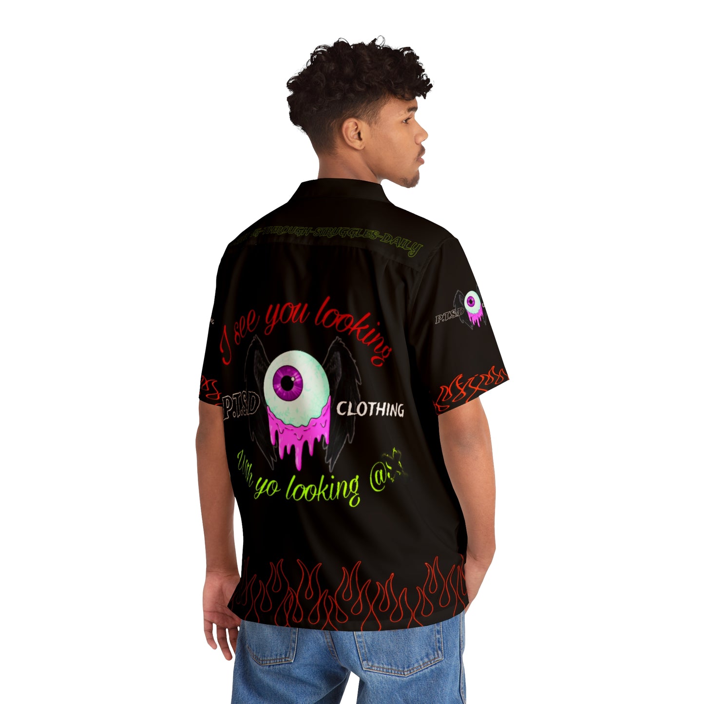 I see you looking P.T.S.D Black Men's Miami Shirt (AOP)