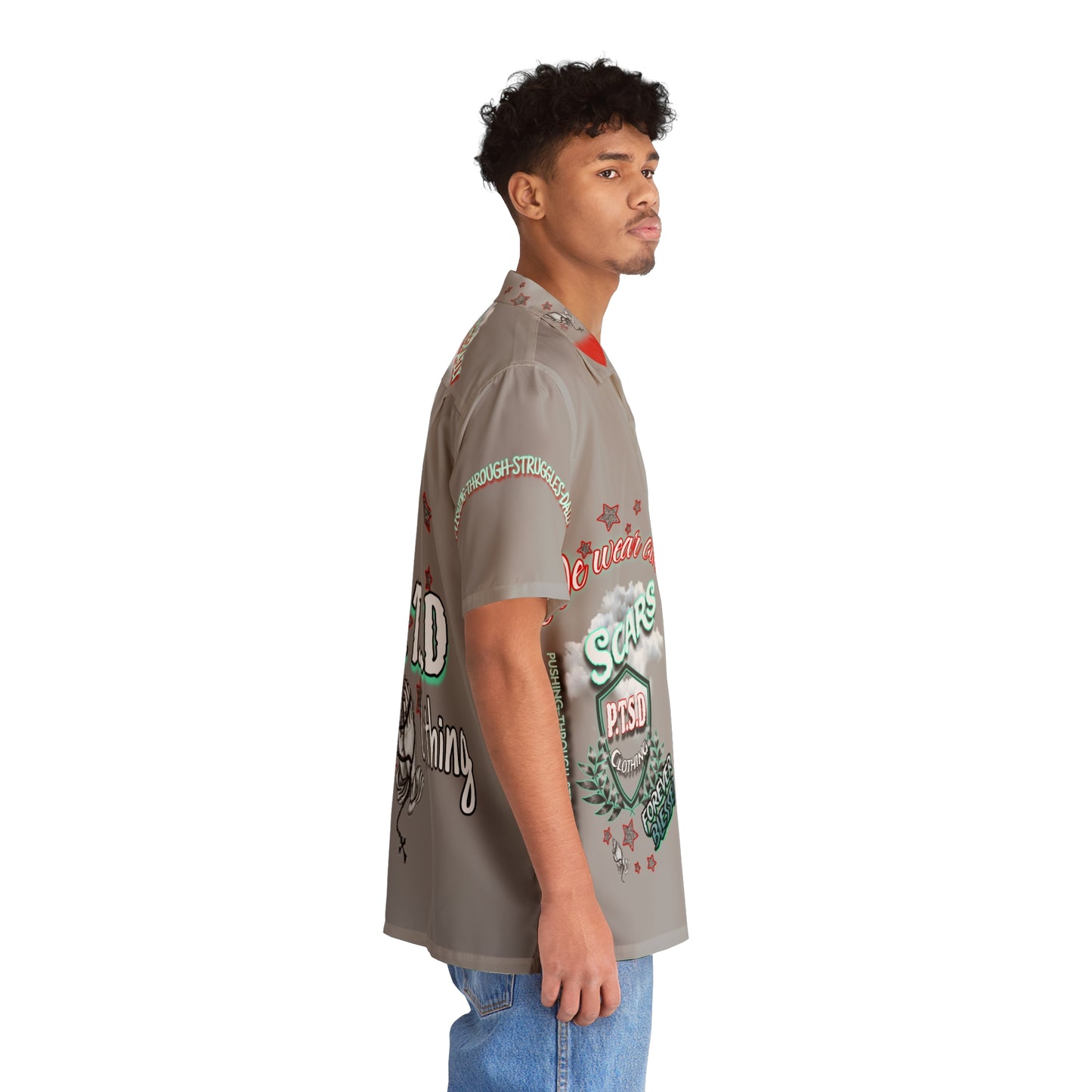 P.T.S.D light grey Men's Miami Shirt (AOP)