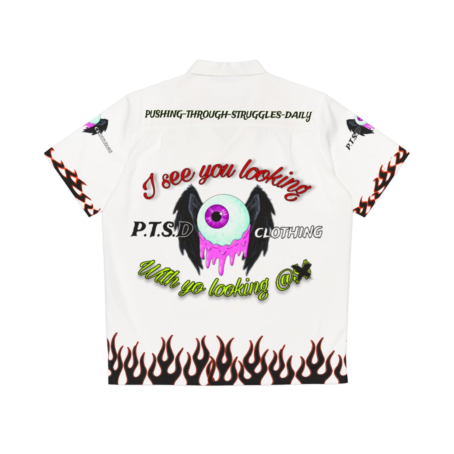 I see you looking P.T.S.D white Men's Miami Shirt (AOP)