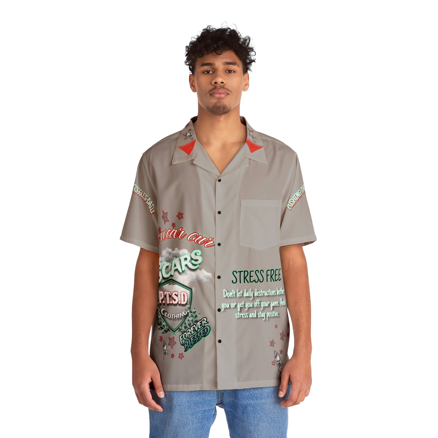 P.T.S.D light grey Men's Miami Shirt (AOP)